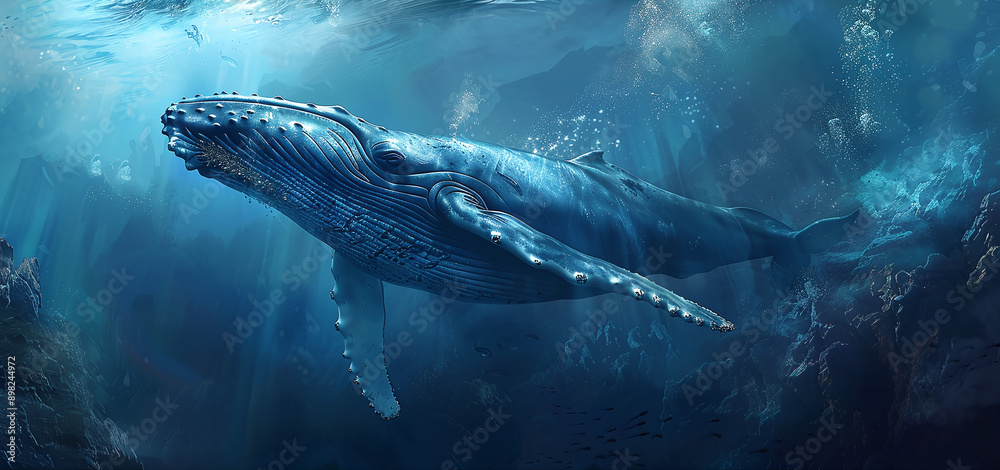 Fototapeta premium big humpback whale underwater