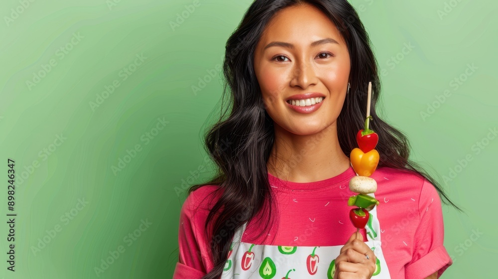 The smiling woman with vegetables. The smiling woman with vegetables.