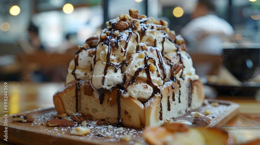 Bread with delicious ice cream topping, ice cream with delicious Bread topping Bread with delicious ice cream topping, ice cream with delicious Bread topping