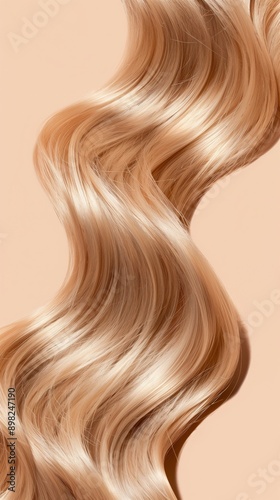 long weft of wavy blonde hair, social media post, branding, product image, hairstyle, stylist hair dresser, neutral background