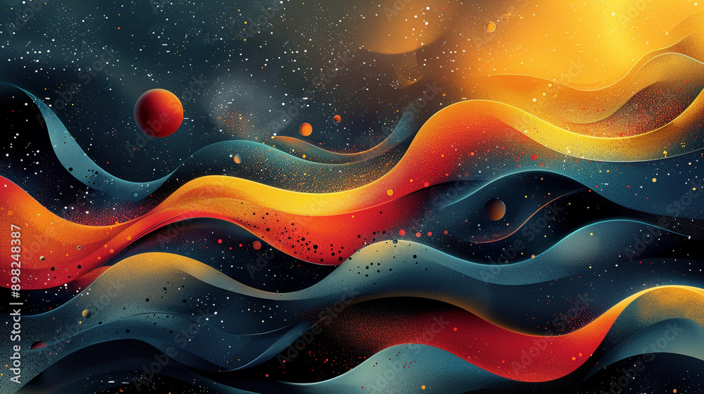 Immerse in the vibrant world of abstract art with these stunning graphics, showcasing dynamic waves of color and intricate patterns, perfect for adding a touch of creativity and energy to any project