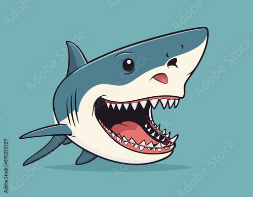Cute shark cartoon on white background stock illustration