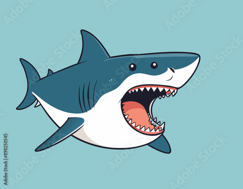 Cute shark cartoon on white background stock illustration