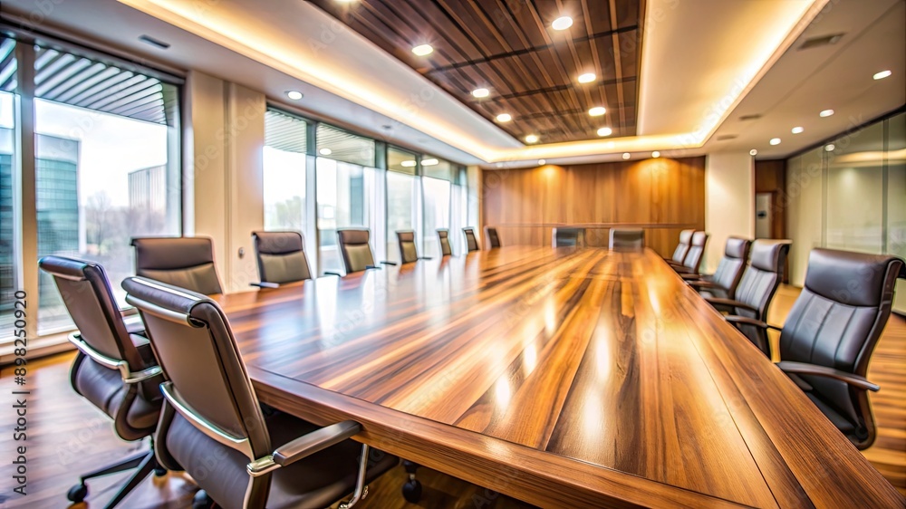 Defocused office background of a Board room with rustic wooden flooring Defocused office background of a Board room with rustic wooden flooring