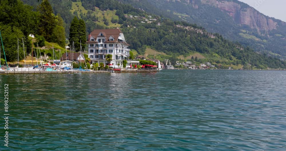 A small town on the shores of Lake Lucerne. A small town on the shores of Lake Lucerne.