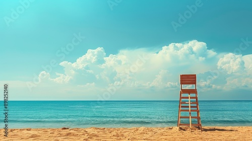 Lifeguard Stand on a Sandy Beach.