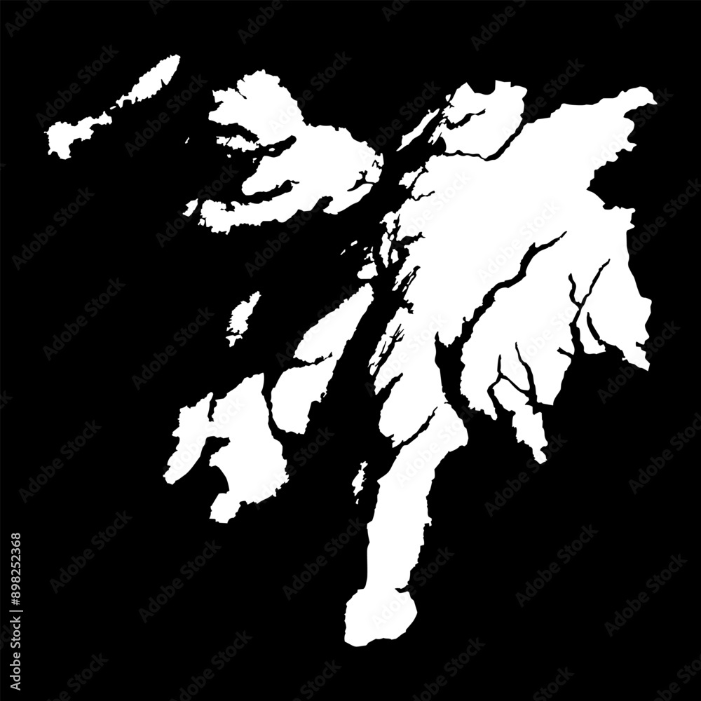 Argyll and Bute map, council area of Scotland. Vector illustration. Argyll and Bute map, council area of Scotland. Vector illustration.