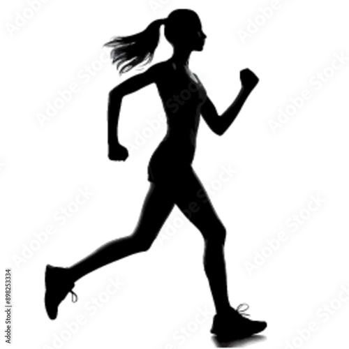 runner girl silhouette, walking girl silhouette.