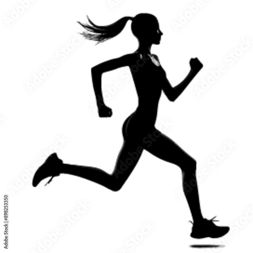 runner girl silhouette, walking girl silhouette.