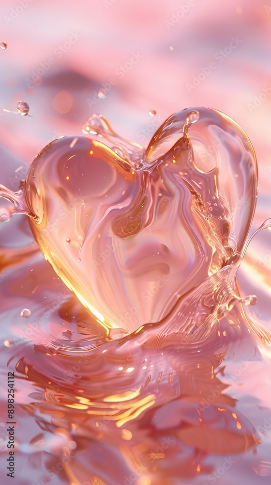 The mixed boundary of light pink and gold water shaped like heart, calm and peaceful Vray tracking, Joel Robbson, close-up shots, dynamic highlights, and Unreal Engine The mixed boundary of light pink and gold water shaped like heart, calm and peaceful Vray tracking, Joel Robbson, close-up shots, dynamic highlights, and Unreal Engine