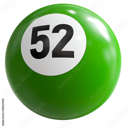 3D Render of Green Billiard Ball Number 52