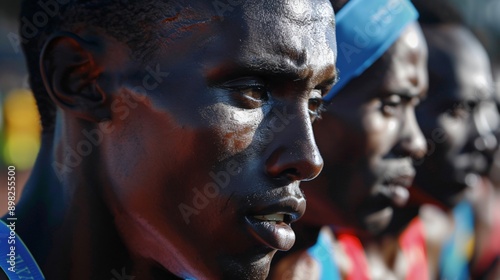 Determined Runners' Faces in the Final Stretch, Showing Fatigue and Resolve