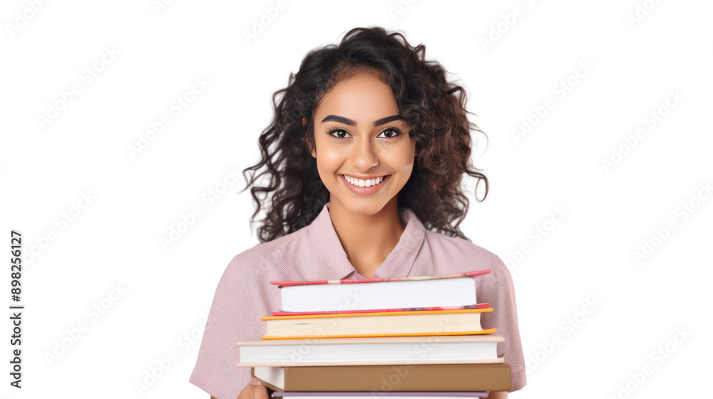 Female student with book isolated on white background Female student with book isolated on white background