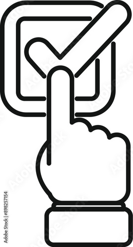 Finger is clicking a checkbox icon, representing online voting