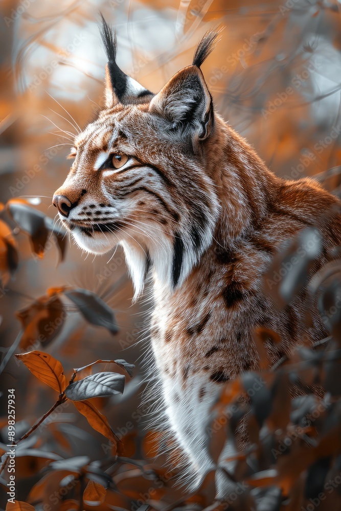 Obraz premium lynx on a beautiful nature background. Selective focus.