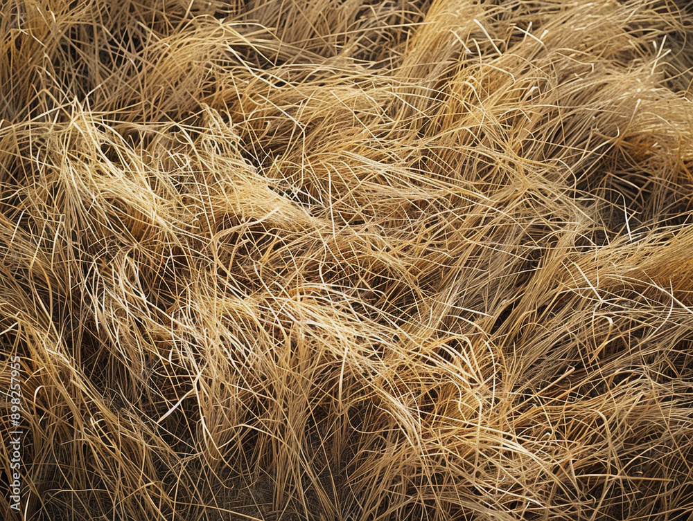 Close-Up View of Dried Brown Grass Blades in a Field