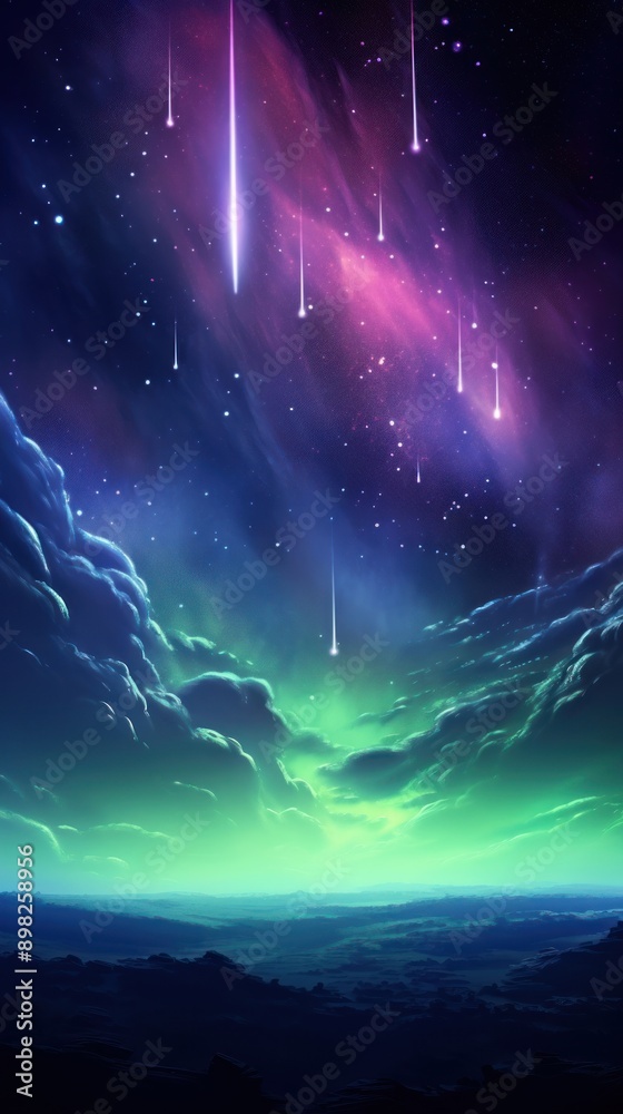 Fototapeta premium Green wallpaper space night astronomy. .