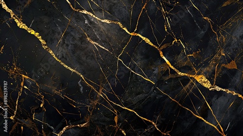 Black marble with gold veins for abstract interior, floor tiles surface, kitchen table top