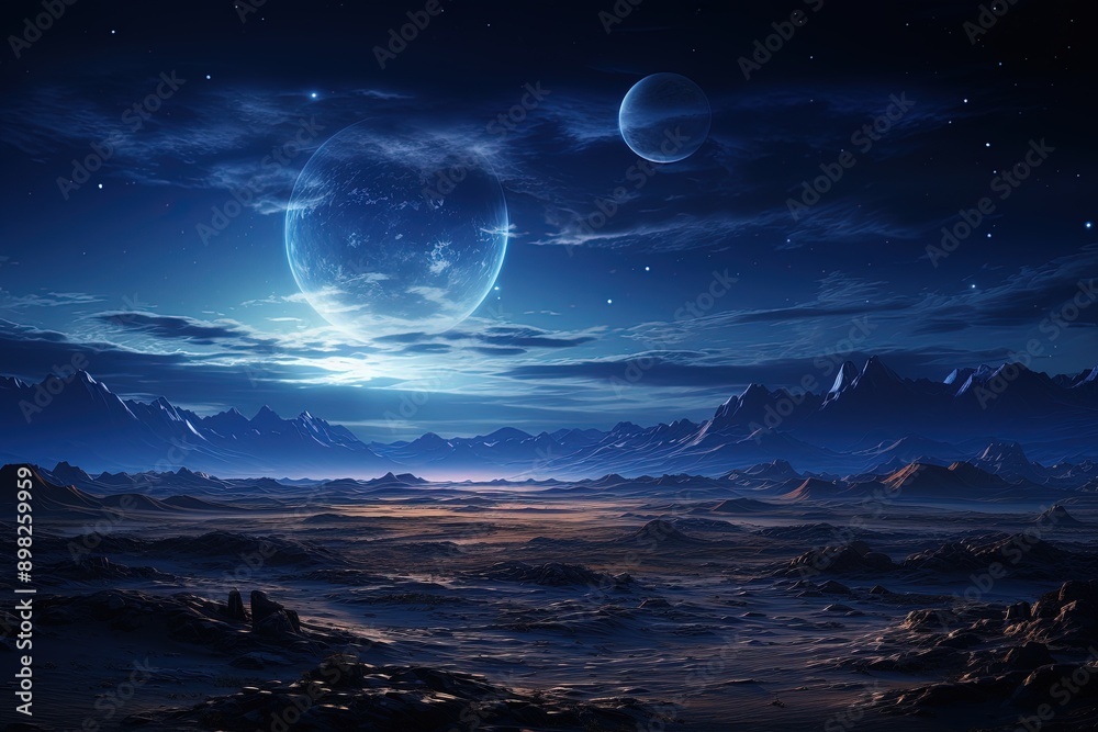 A starry night sky over a remote desert landscape A starry night sky over a remote desert landscape
