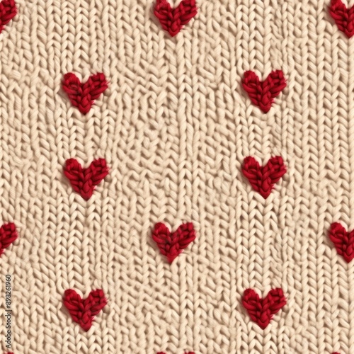 Heart pattern textile knitted.