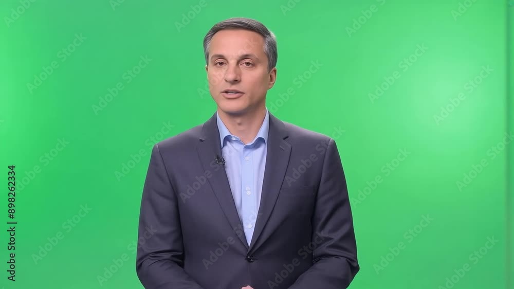 Businessman speaking against a green screen background, emphasizing his professional appearance and communication skills.
Businessman speaking against a green screen background, emphasizing his professional appearance and communication skills.