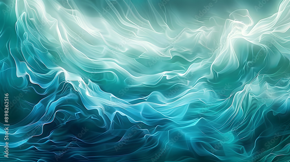 Ethereal fractal patterns in shades of blue and teal, reminiscent of rippling ocean waves Ethereal fractal patterns in shades of blue and teal, reminiscent of rippling ocean waves