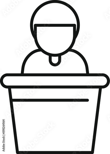 Politician is speaking to a crowd behind a podium giving a speech