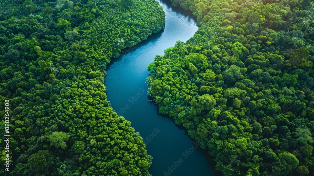 a meandering blue river cuts through a dense expanse of verdant foliage a meandering blue river cuts through a dense expanse of verdant foliage