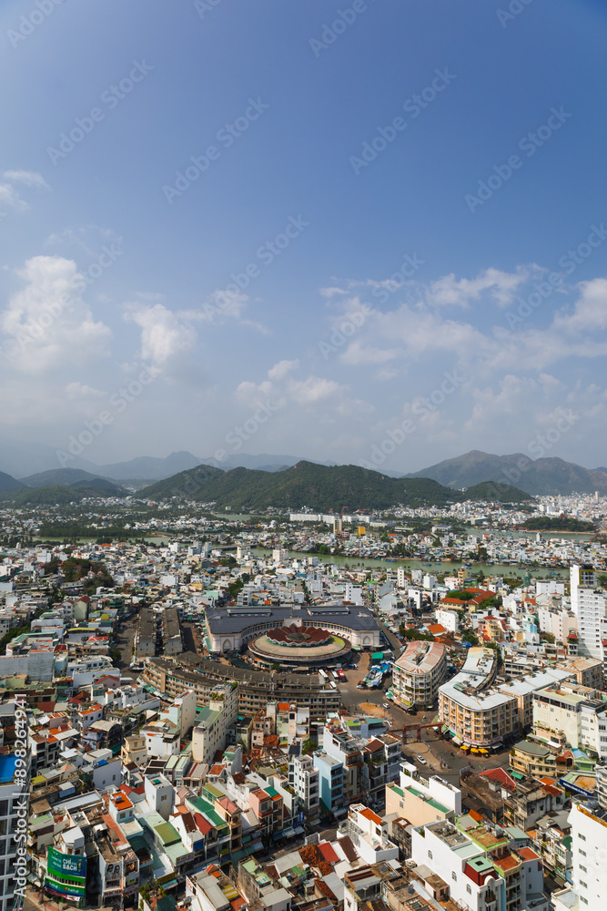 Panoramic view of the Vietnamese city of Nha Trang City in the evening Panoramic view of the Vietnamese city of Nha Trang City in the evening