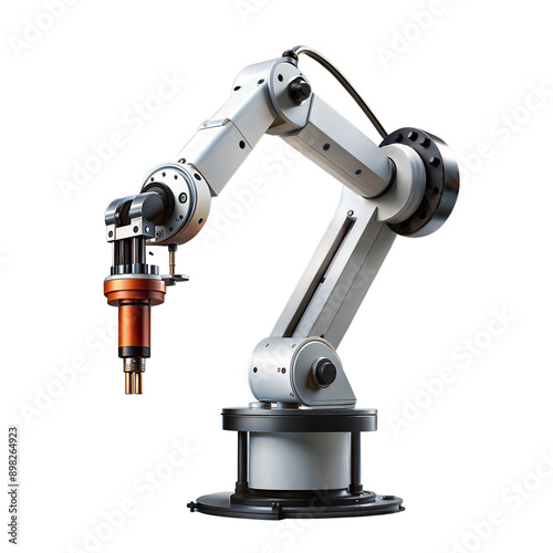 Industrial robotic arm in operation, possibly used for automation in manufacturing