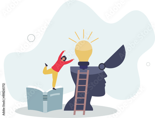Mental hygiene and self development.Character with healthy mentality self-learning .flat design.illustration with people.
