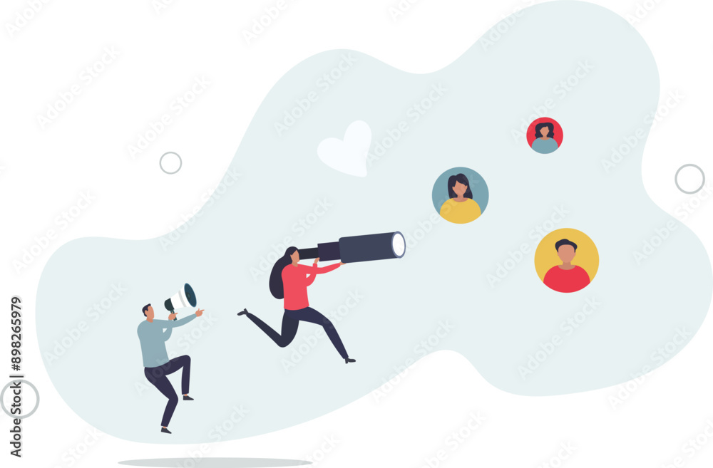 characters create advertising strategy. Digital marketing and communication concept.flat design.illustration with people. characters create advertising strategy. Digital marketing and communication concept.flat design.illustration with people.