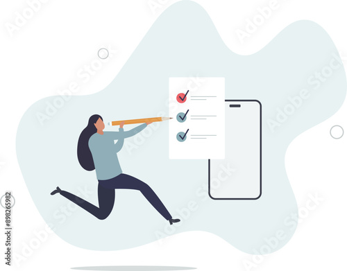 schedule planning concept.Character planning work tasks, filling check list.flat design.illustration with people.