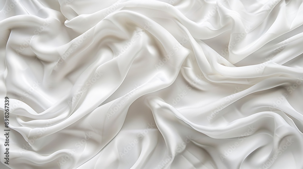 Elegant White Fabric Background with Smooth Flowing Textures and Gentle Waves Elegant White Fabric Background with Smooth Flowing Textures and Gentle Waves