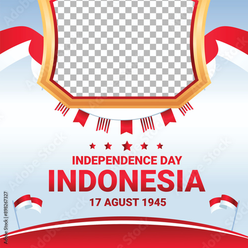 Indonesia celebrate indepencence day social media post frame photo background 4