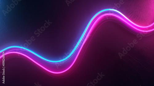 Neon light trails flowing on dark background