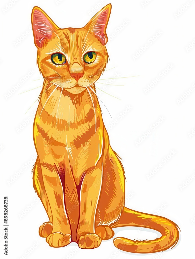 An orange tabby cat sits with its tail curled around its paws, looking directly at the viewer. Generative AI An orange tabby cat sits with its tail curled around its paws, looking directly at the viewer. Generative AI