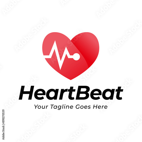 Heart beat logo vector, ECG Logo vector illustration.