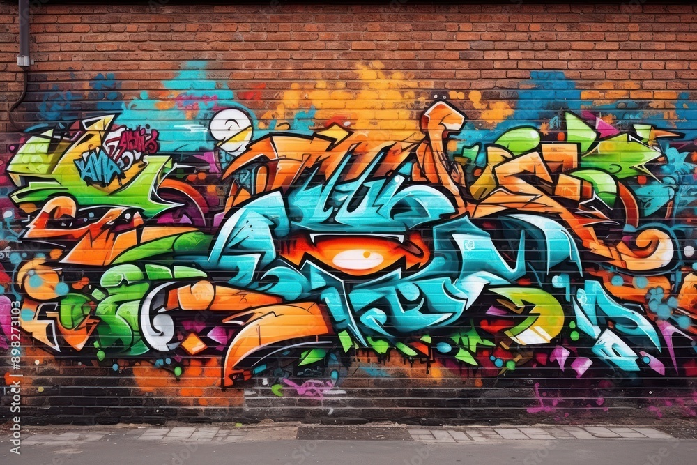 Obraz premium Graffiti colorful street brick wall.