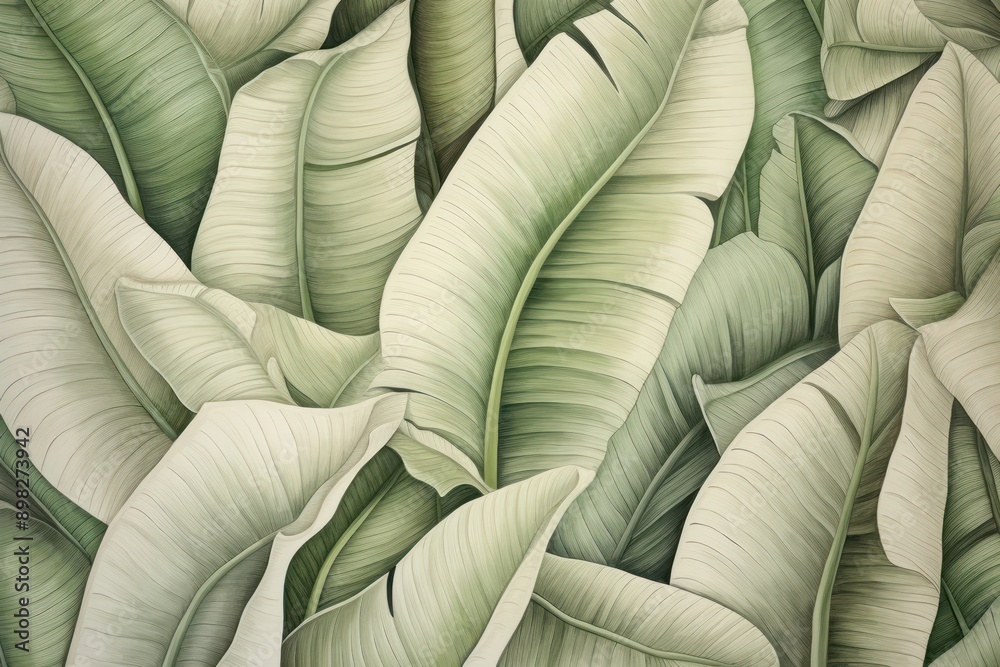 Obraz premium Pastel monotone banana leaves backgrounds pattern plant.