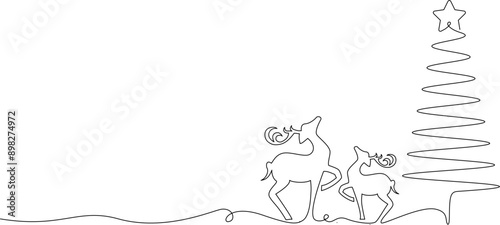 illustration christmas deer lineart 