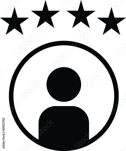 Customer experience four star satisfaction rating. Vector icon on transparent background
