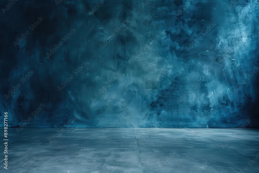 empty studio backdrop featuring a deep blue gradient wall meeting a grey concrete floor soft dramatic lighting creates a moody atmosphere perfect for product photography or artistic portraits empty studio backdrop featuring a deep blue gradient wall meeting a grey concrete floor soft dramatic lighting creates a moody atmosphere perfect for product photography or artistic portraits