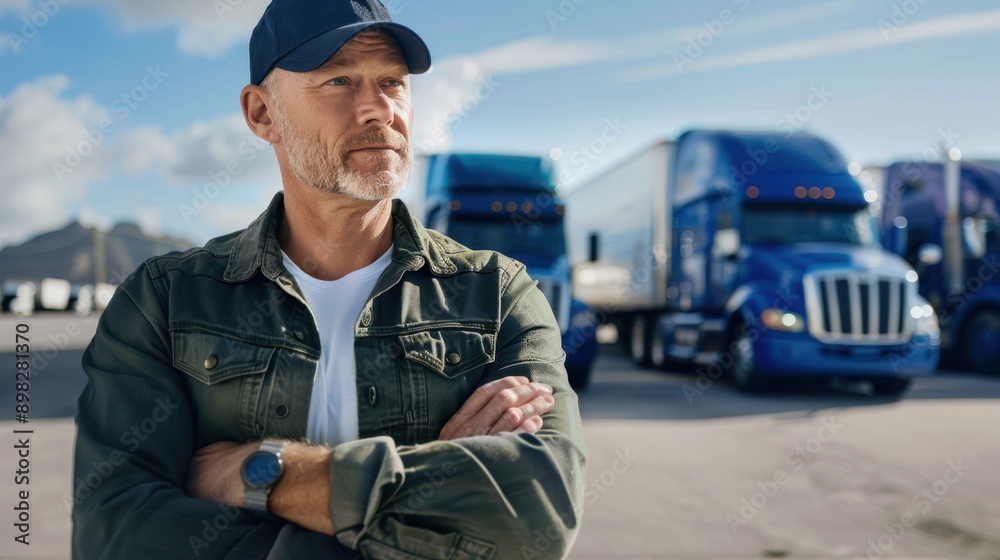 Fototapeta premium The Trucker in Blue Cap