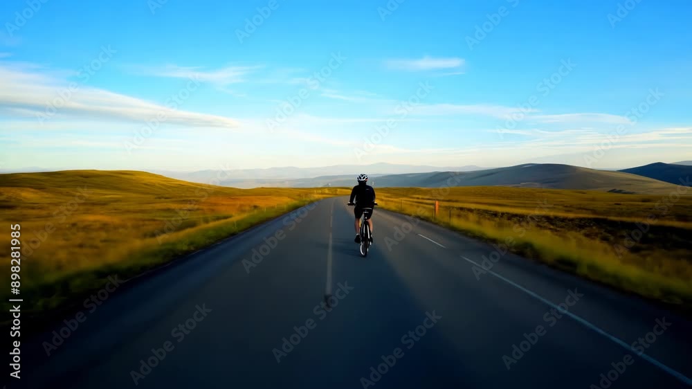 Eco-Friendly Electric Bicycle Enjoying a Sunlit Open Road Eco-Friendly Electric Bicycle Enjoying a Sunlit Open Road
