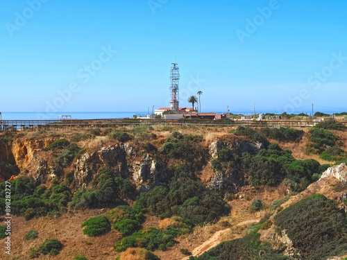 Beautiful nature on the ponta da Piedade hike starting at beach praia de dona ana in Lagos on new wooden boardwalks photo