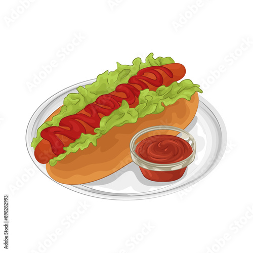 Illustration of hotdog and sauce 