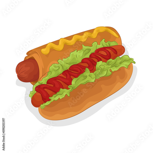 Illustration of hotdog 