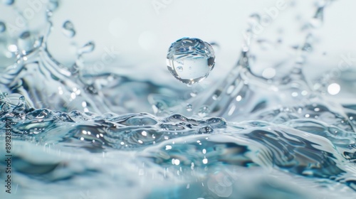 Water splash with droplets captured in mid-air photo