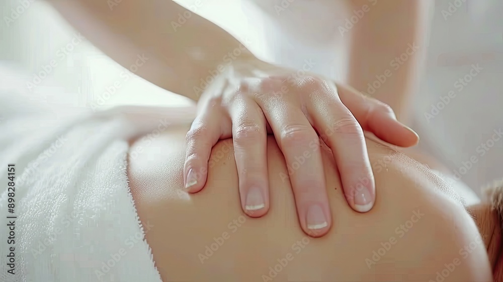 Close-Up of a Hand Massaging a Shoulder During a Spa Treatment Close-Up of a Hand Massaging a Shoulder During a Spa Treatment